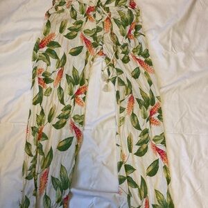 Stars Above Floral Pajama Pants - Green and Red